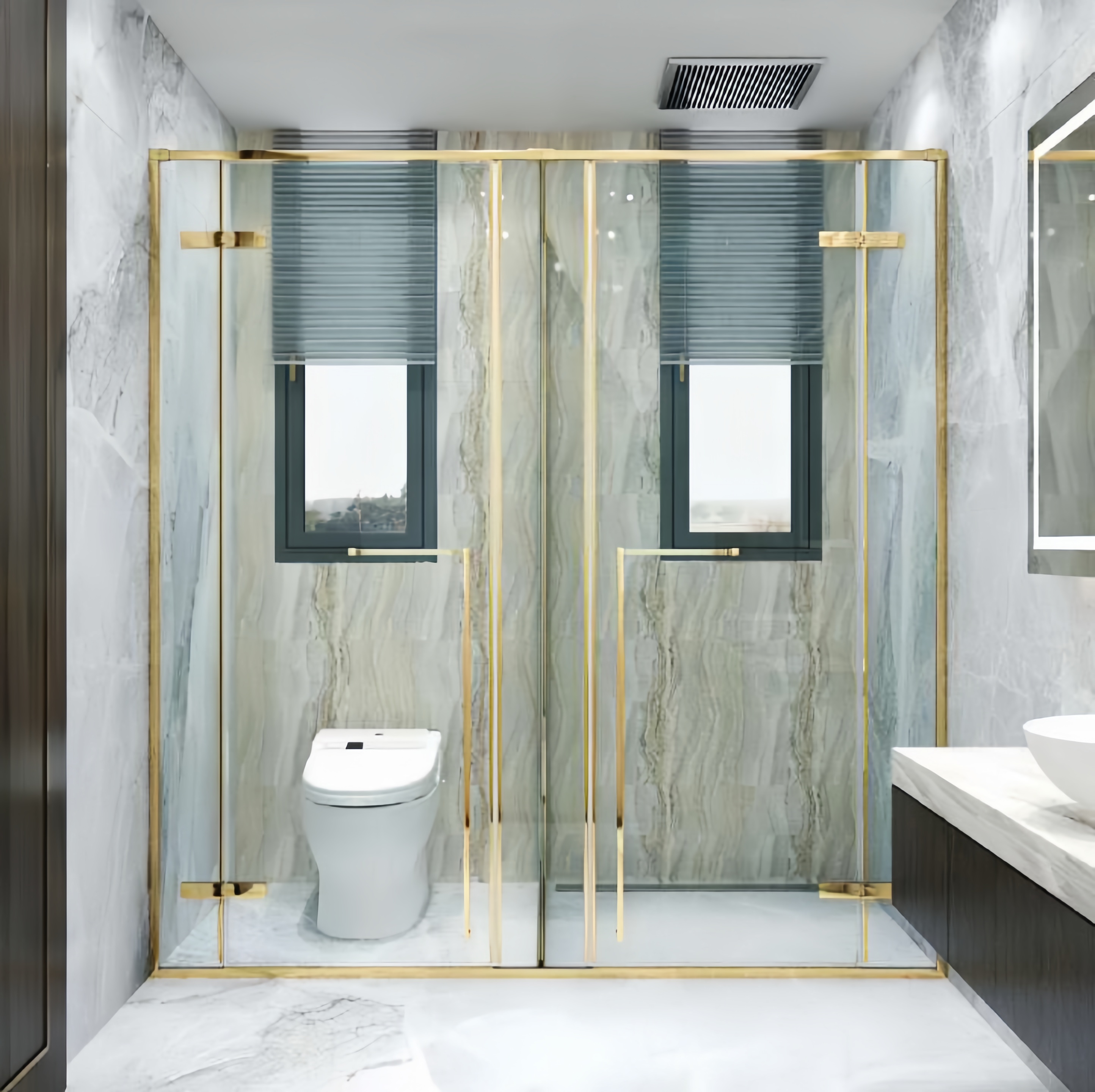 PHÒNG TẮM KÍNH ĐÔI CAO CẤP 180° CỬA MỞ - NHẬP KHẨU
